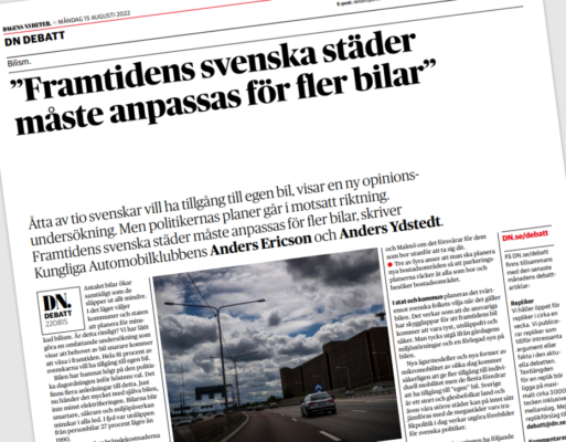 KAK på DN Debatt: ”Framtidens svenska städer måste anpassas för fler bilar”
